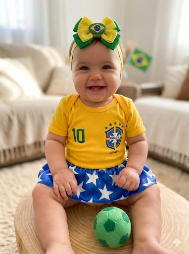 Kit body temático mesversário seleção brasileira
