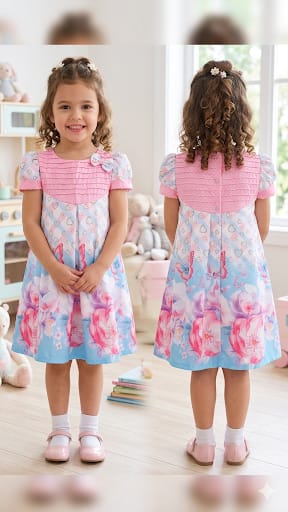 Trapézio luxo rosa bebê com flores